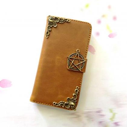 Star Iphone 6 6s 4.7 Leather Wallet Case, Vintage..