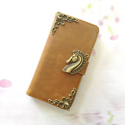 Horse Iphone 6 4.7 Leather Wallet Case, Vintage..