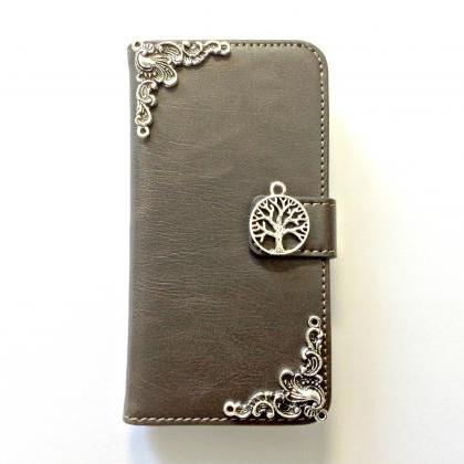 Tree Iphone 6 4.7 Grey Leather Wallet Case,..