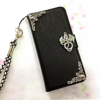 Dragon Black Removable Phone Wallet, Iphone 6 6s..