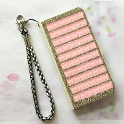 Pink Bling Iphone 6 6s 4.7 Leather Wallet Case,..