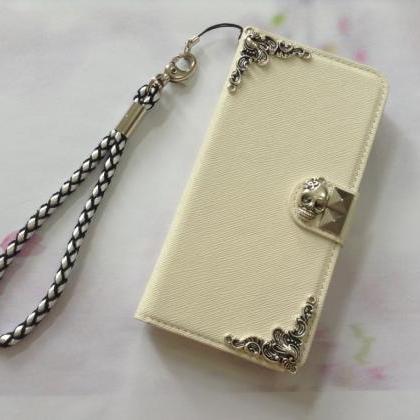 Skull White Removable Phone Wallet, Iphone 6 6s..