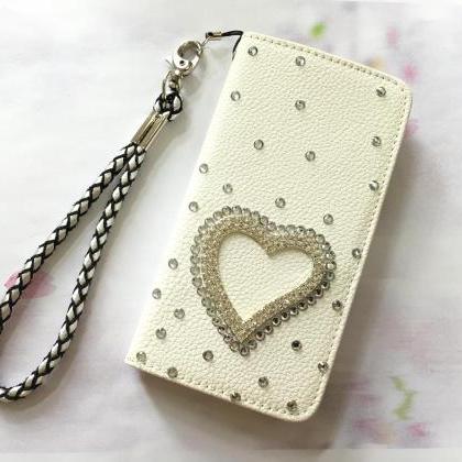 Heart Bling Iphone 6 6s 4.7 Leather Wallet Case,..