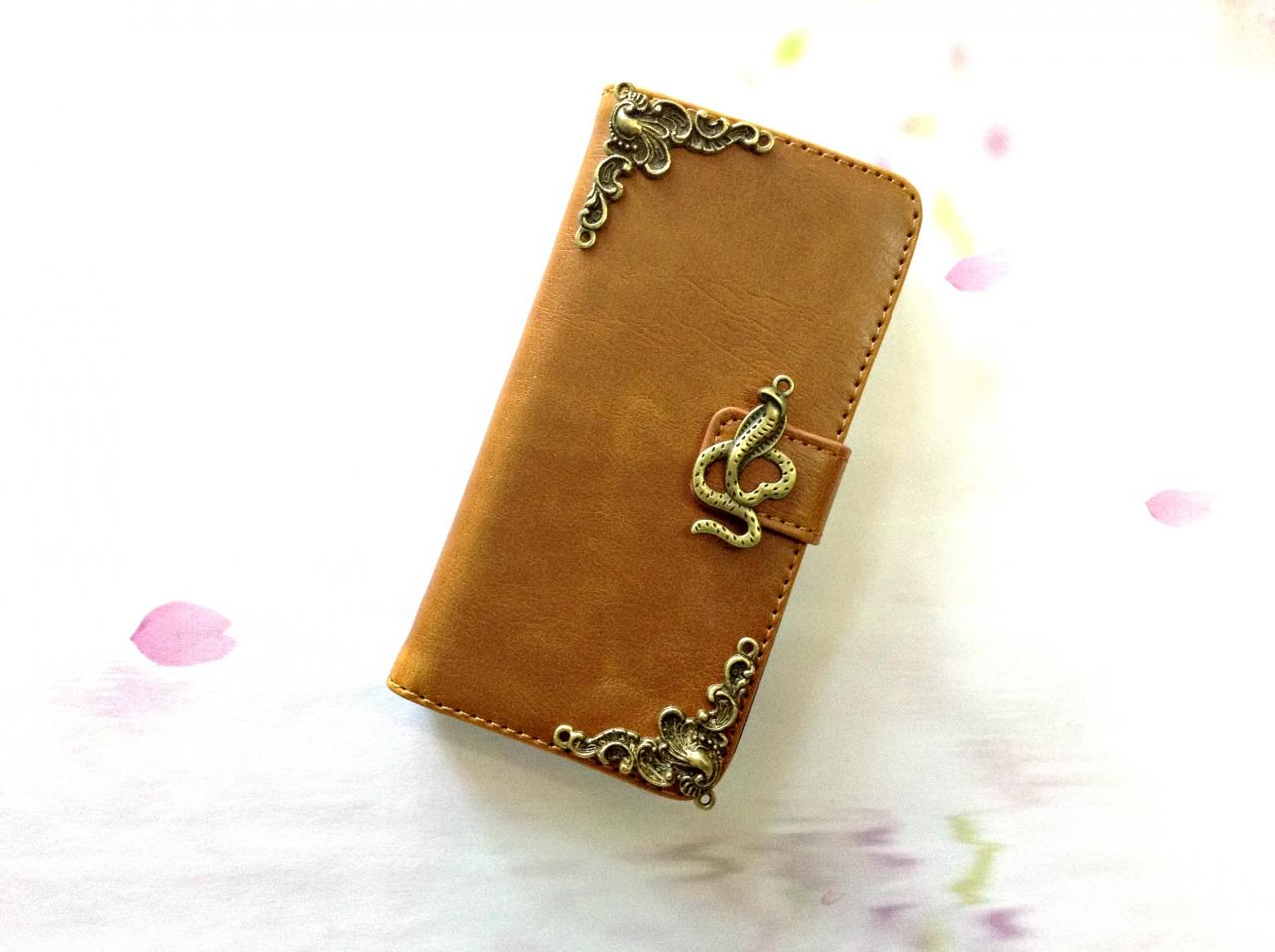 Snake Iphone 6 4.7 Leather Wallet Case, Vintage Iphone 6 Plus Leather Wallet Case, Iphone 5c, 5, 5s Leather Wallet Case, Samsung Galaxy S3, S4,