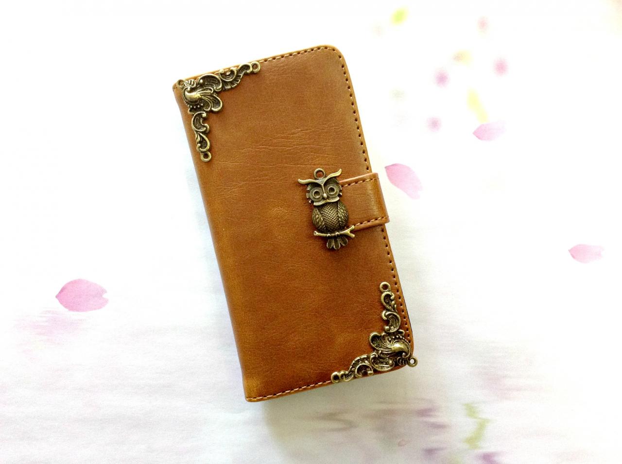 Owl Iphone 6 4.7 Leather Wallet Case, Vintage Iphone 6 Plus Leather Wallet Case, Iphone 5c, 5, 5s Leather Wallet Case, Samsung Galaxy S3, S4, S5,