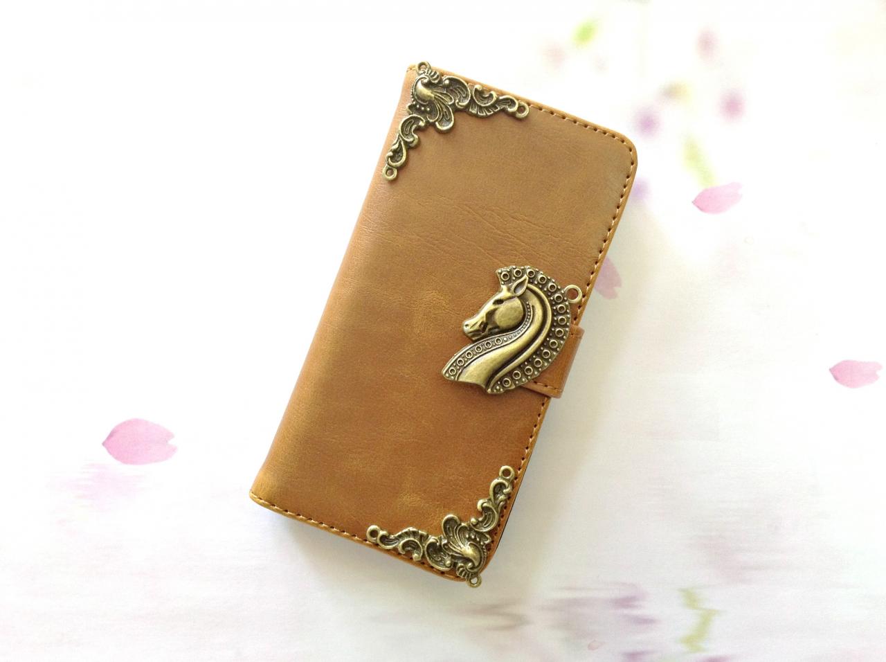 Horse Iphone 6 4.7 Leather Wallet Case, Vintage Iphone 6 Plus Leather Wallet Case, Iphone 5c, 5, 5s Leather Wallet Case, Samsung Galaxy S3, S4,
